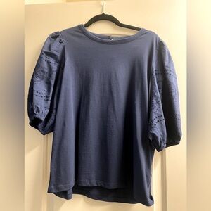 NWT! J.Crew broken-in jersey puff-sleeve eyelet top